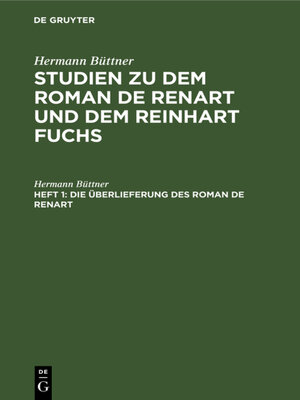 cover image of Die Überlieferung des Roman de Renart